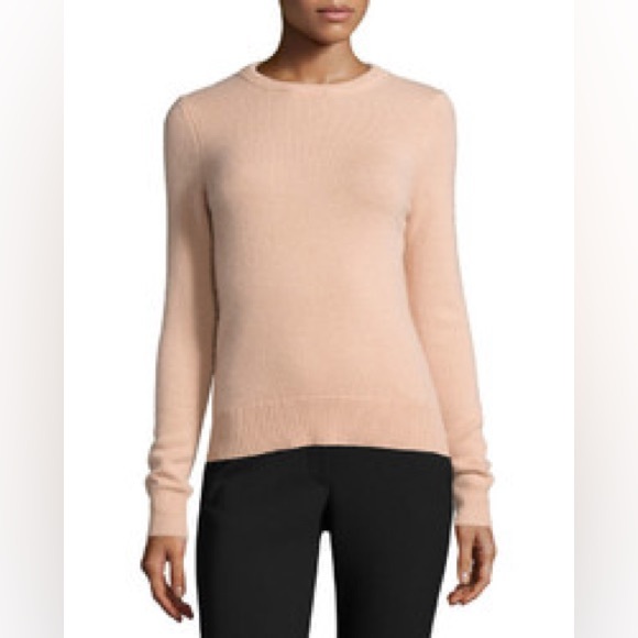 THEORY Pale Pink Rose Salomina Cashmere Sweater Bow Tie Back - Picture 3 of 13